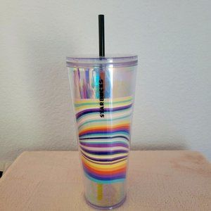 Venti Striped Holographic Starbucks Cold Cup